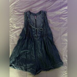 Free People Denim Blue Romper